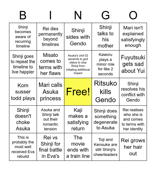 End of Gelion 2 Bingo Card