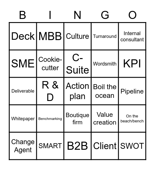 CONSULTING BINGO Card