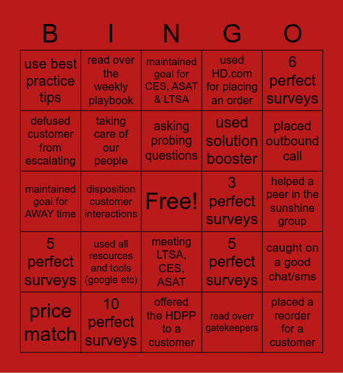 CSR BINGO Card