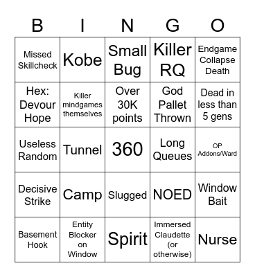 Survivor Bingo Card