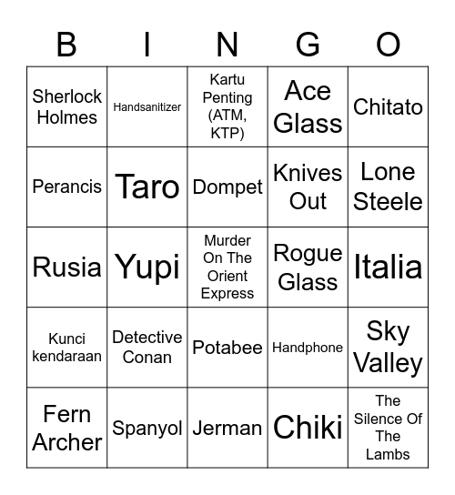 M. Bingo Card