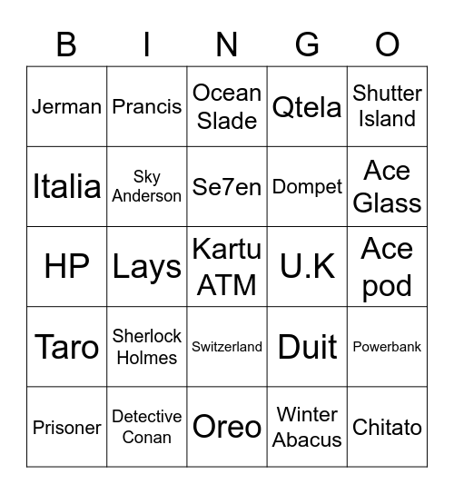 Adit Bingo Card