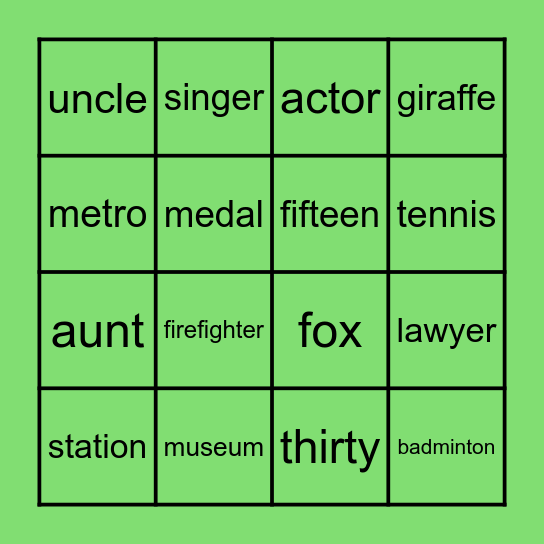 Review Bingo Card