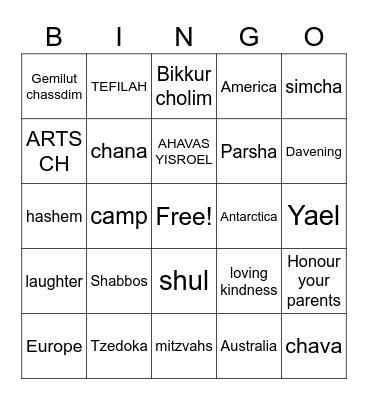 Arts CH Bingo Card