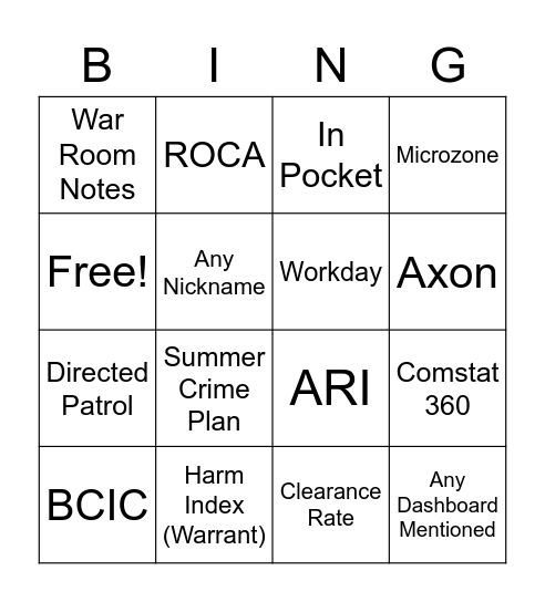 COMSTAT Bingo 8-5-21 Bingo Card