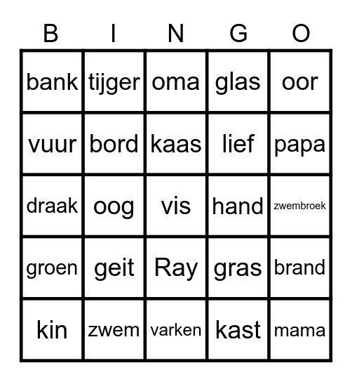 Woordjes bingo Card