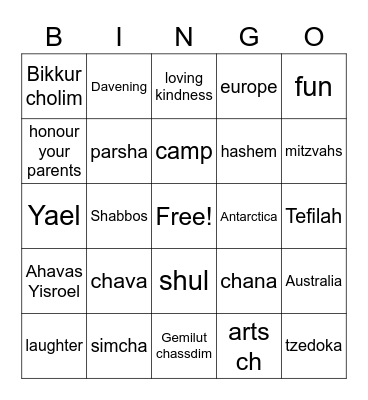 Arts ch Bingo Card