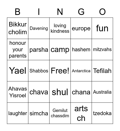 Arts ch Bingo Card