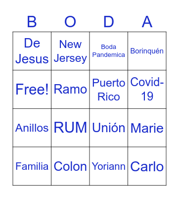 YORIANN & JEAN BINGO Card