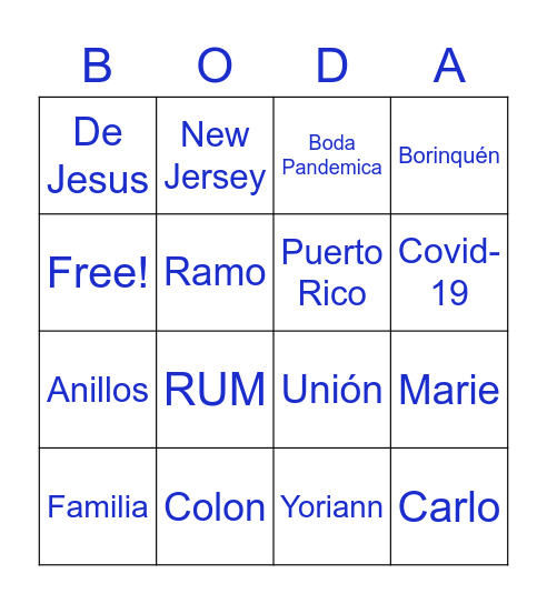 YORIANN & JEAN BINGO Card