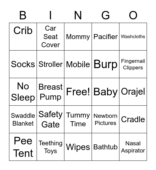 Baby Boy Bingo Card