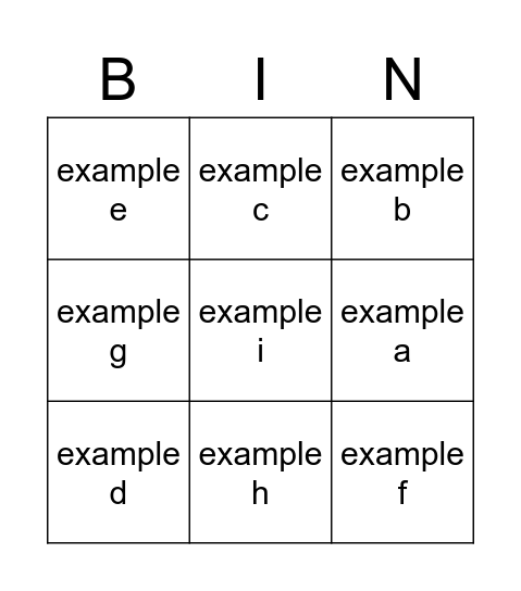 BI-ngo Bingo Card