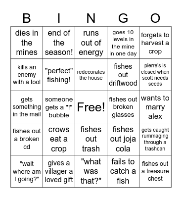 Sealburn Stardew Valley! Bingo Card