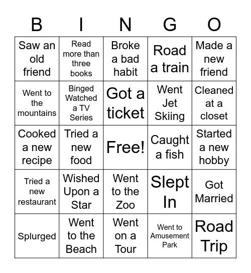 Summer Bingo Card