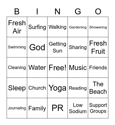 Positive Coping and Wellness Bingo Card