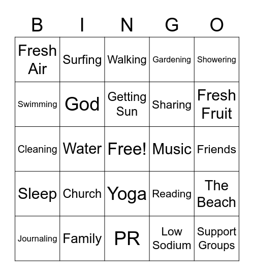 Positive Coping and Wellness Bingo Card