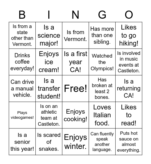 Diversity Bingo: Find someone who.... Bingo Card