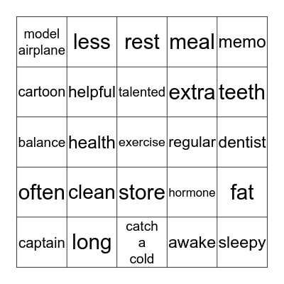 Josh's English Bingo Game Bingo Card
