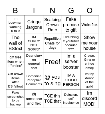 Defending BS Drinking Game Bingo Card