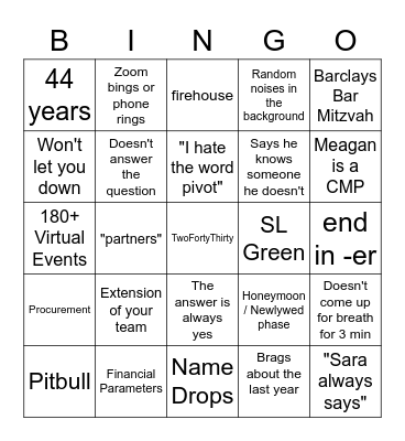 Belli Bingo Card