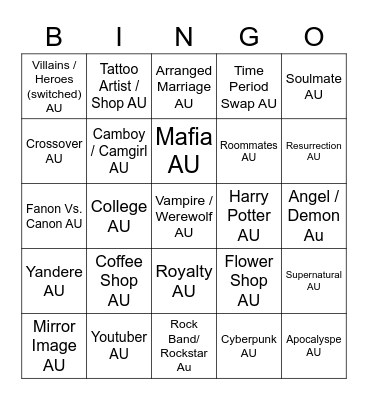 October Collab (AU Bingo) Bingo Card
