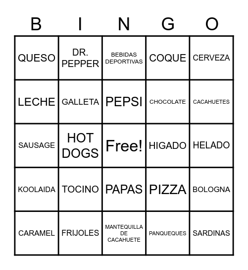 BINGO DE ALTO PHOSPHROUS Bingo Card