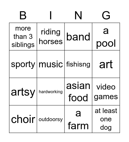 Ashton Thomas Bingo Card