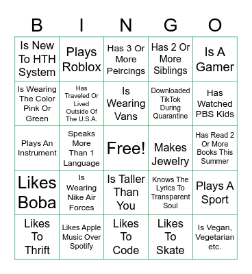 Find Someone Who... Bingo Card