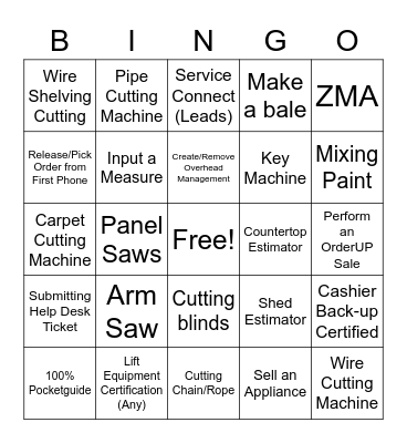 Home Depot Bingo Card