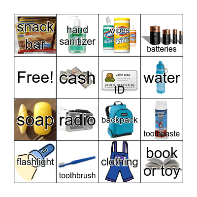 EMERGENCY GO-BAG Bingo Card