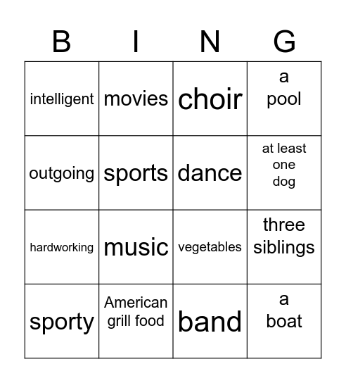 Brendan Quesada- Spanish Bingo Card