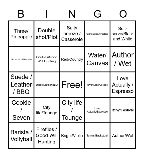 Take a Break! Bingo Card