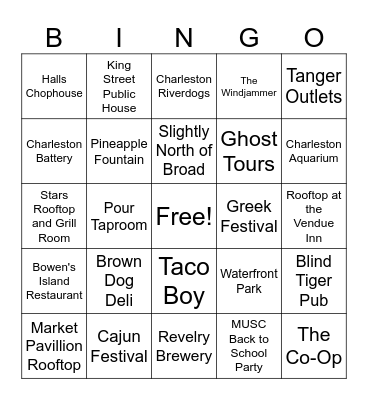 All Around Charleston Bingo Card