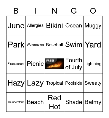 Summer Sizzler Bingo Card