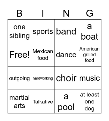 Krew Smith Bingo Card