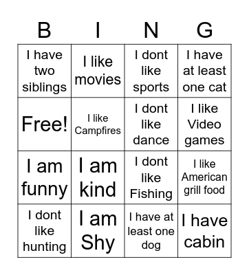 Logan Jones Bingo Card