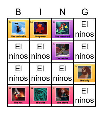 Disney Loteria Bingo Card