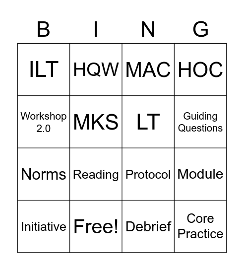 EL Lingo BINGO Card