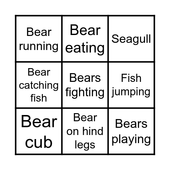 Bear Bingo Card