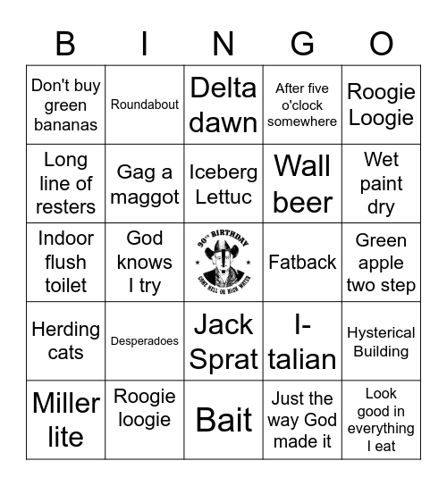 Papaw's Greatest Hits Bingo Card