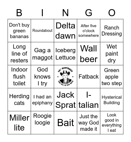 Papaw's Greatest Hits Bingo Card