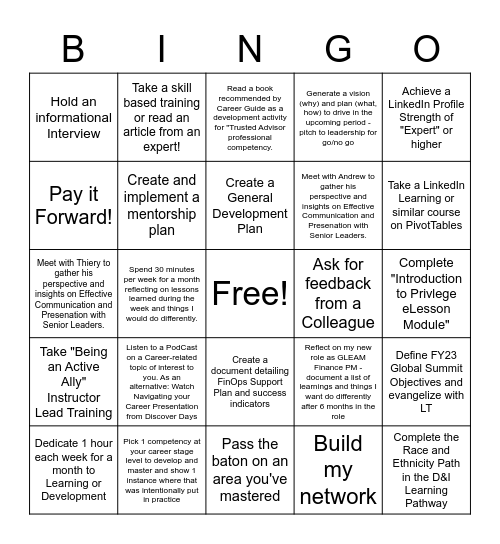 Mark Roberts Bingo Card