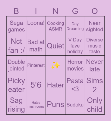Payten~ Bingo Card