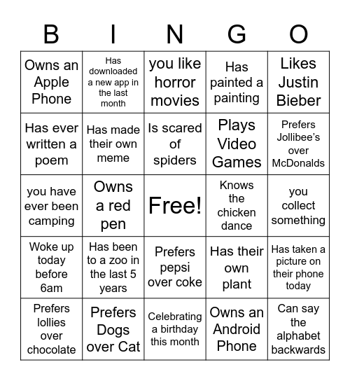 Untitled Bingo Card