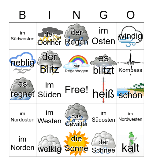 das Wetter 1 Bingo Card