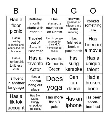 Ice-Ice Breaker! Bingo Card