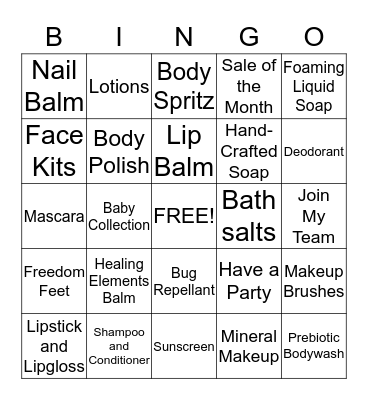 Lemongrass Spa Bingo Card