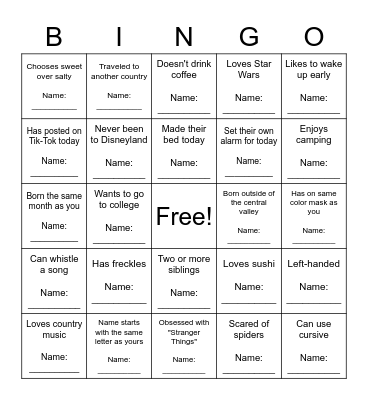 STCHS Bingo Card
