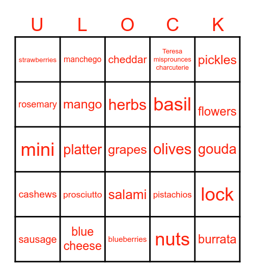 U-Lock Bingo Card