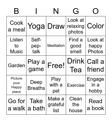 Coping Skills BIngo Card